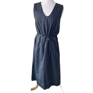 KOWTOW Belted 100% Organic Cotton Scoop Neck Sleeveless Maxi Dress Gray  Medium